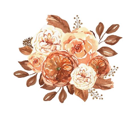 Premium Vector Bouquet With Autumn Watercolor Flowers And Leaves