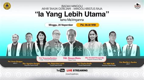 Ibadah Live Streaming Gereja Toraja Jemaat Bintaro Minggu 20 Nopember