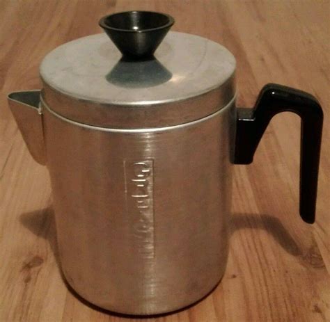 Vintage Aluminum Grease Container Coffee Pot Shape Piece Handle Lid