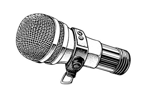 Premium Vector Vintage Microphone Hand Drawn Sketch Engraving Style