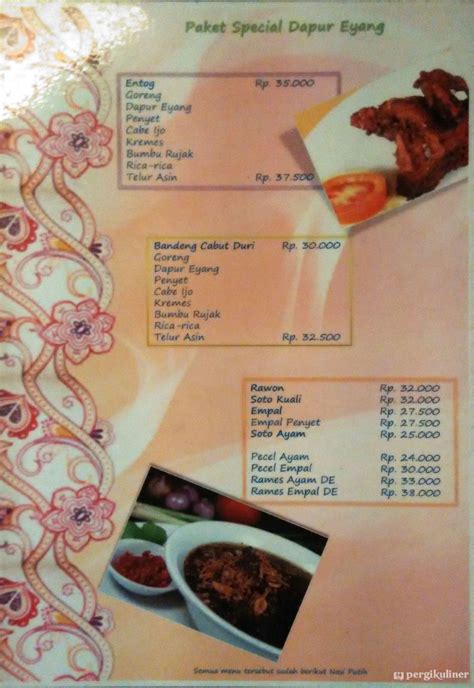 Selalu Diperbarui Menu Dapur Eyang Bintaro Tangerang