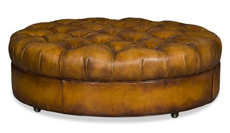 Brown Leather Tufted Ottoman Odditieszone