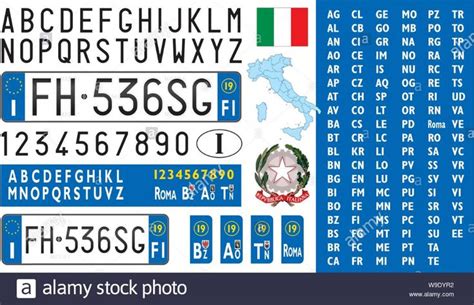 Italian Republic Car License Plate Vector Illustration