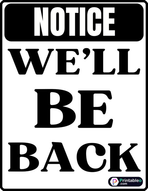 25printable Be Back Soon Sign Download Free Pdfs