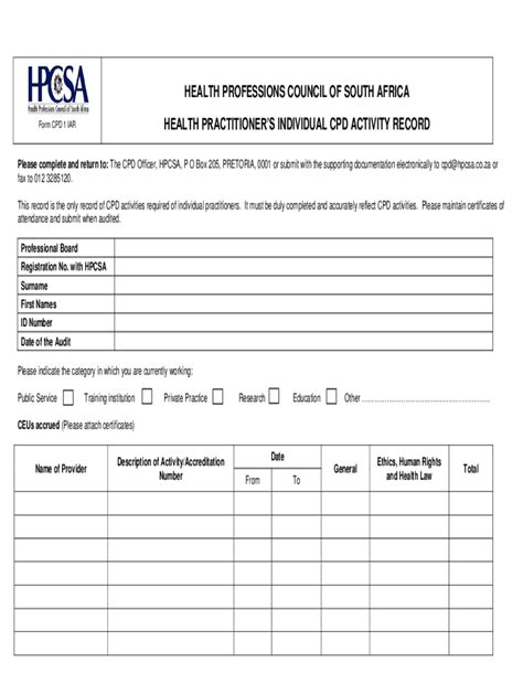 2016 2025 Form Za Hpcsa Cpd 1 Iar Fill Online Printable Fillable