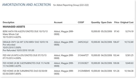 Amortization And Accretion Report