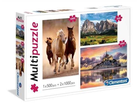 3 Puzzles Chevaux Montagne Mont Saint Michel Clementoni 08107 1000