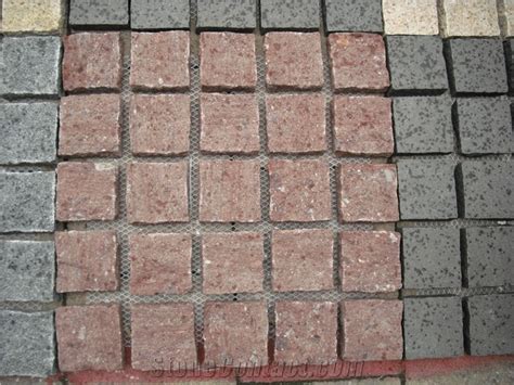 Fargo Natural Tumbled Paving On Mesh Chinese Red Porphyry Exterior