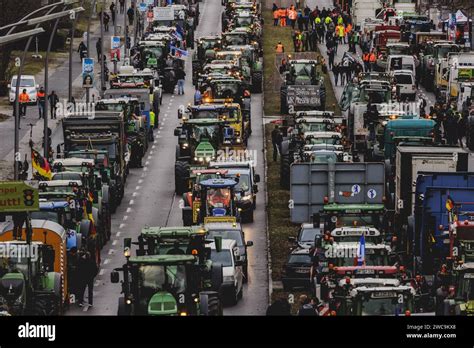 Strassenblockaden Aufgenommen Im Rahmen Der Bauern Proteste In Berlin