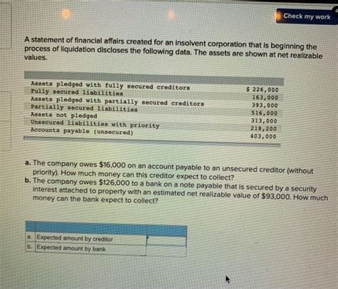 Solved Check My Work A Statement Of Financial Affairs Chegg