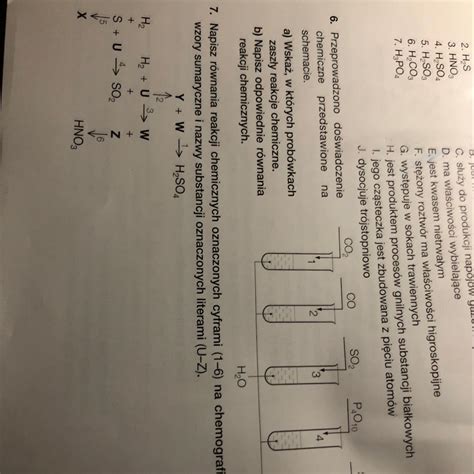 POMOCY Napisz równania rekacji chemicznych oznaczonych cyframi 1