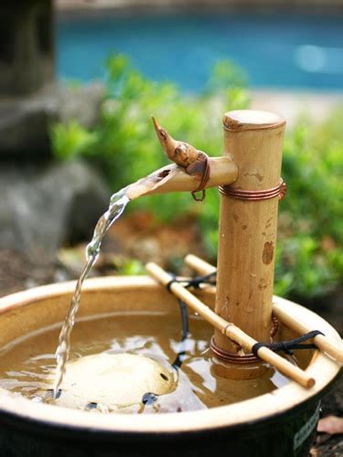 Bamboo Accents Adjustable Spout And Pump Fountain