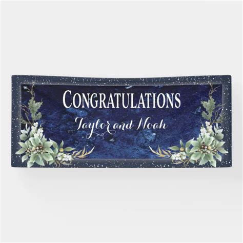 Elegant Winter Floral Wedding Congratulations Banner | Zazzle