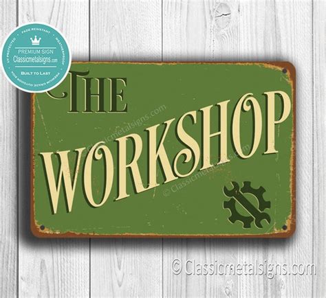 The Workshop Sign Workshop Signs Vintage Style Workshop Etsy Uk