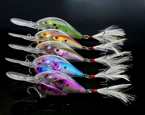 5 Pieces Group Fish Long Tongue Crankbaits 97cm17g Deep Dive Wobber