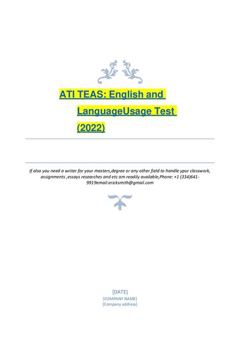 ATI TEAS 7 English Practice Test QUESTIONS AND ANSWERS Test Questions