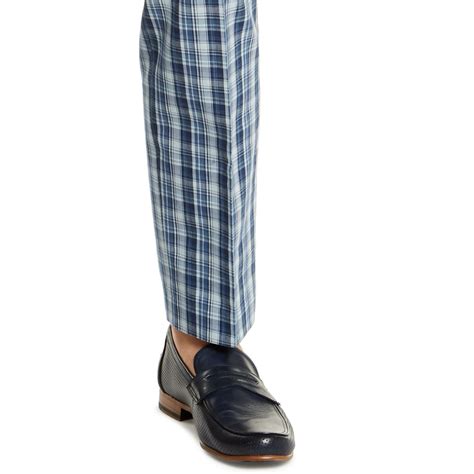 Lauren Ralph Lauren Mens Classic Fit Blue Plaid Dress Pants