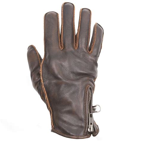 Gants moto été Helstons Preston cuir marron vintage biker