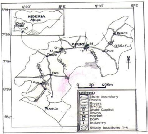 Map Of Ondo State Showing The River Ala Owena And Ogbese 7 Download Scientific Diagram