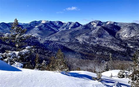 Noonmark Mountain Keene NY Adirondack Park Trees Winter Usa Snow