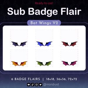 6 Sub Badge Flair Bat Wings V2 Twitch Youtube Discord Streamer