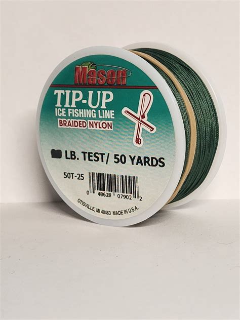 Mason Tip Up Ice Fishing Line Braided Nylon Green Test Yd