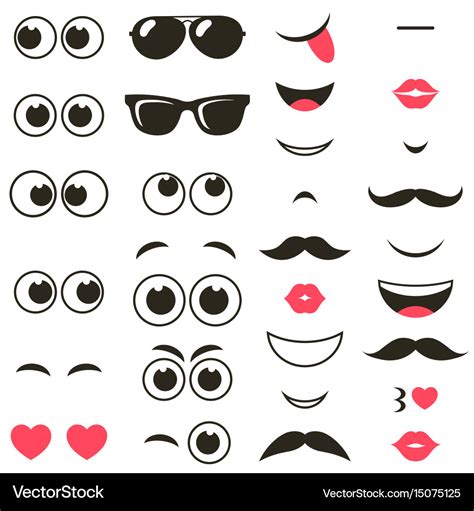 Set Of Cartoon Eyes And Mouths Royalty Free Vector Image