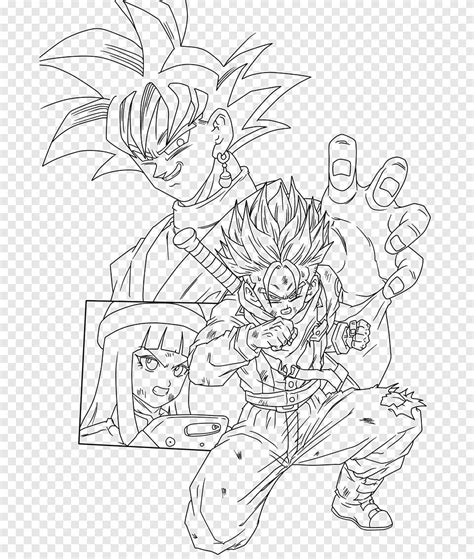 L Nea Arte Goku Troncos Vegeta Gohan Goku Ngulo Blanco Png Pngegg