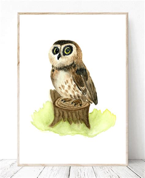 DigitalArtNadi Owl Watercolor Printable Wall Art PNG Printable