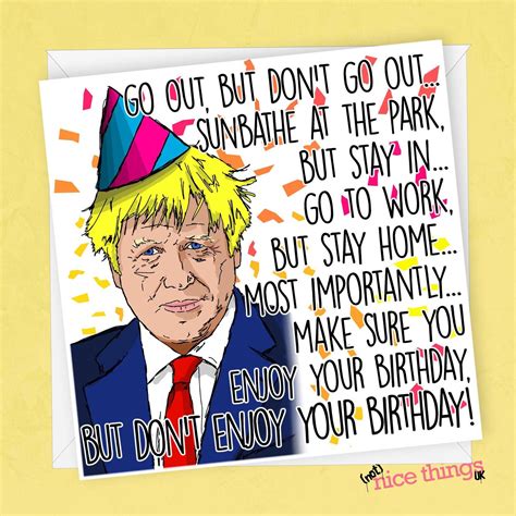 Boris Johnson Funny Birthday Card UK Lockdown Card Funny Etsy Boris