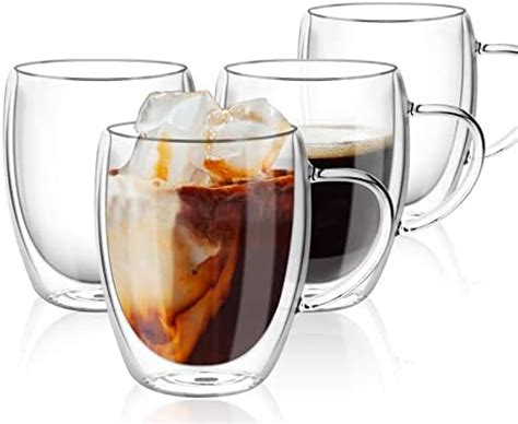 Buumin X Ml Double Walled Glass Coffee Cups And Mugs With Handle