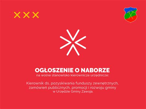 Ogłoszenie o naborze na wolne stanowisko kierownicze urzędnicze Urząd