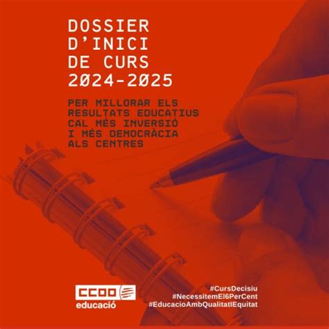 Ccoo Deducaci Presenta El Dossier Dinici Del Curs Un Curs