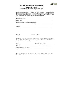 Fillable Online Appendix F Parent Guardians Consent Form For