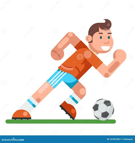 Boy Playing Soccer Child Activity Football Running Player Cartoon