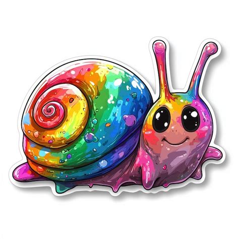 Rainbow Snail Cartoon Illustration Premium AI Generated Image