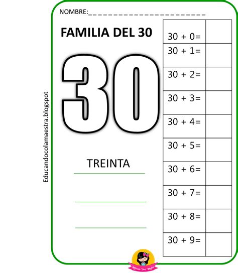 Educando con la Maestra Familia de números del 10 al 90 Actividades