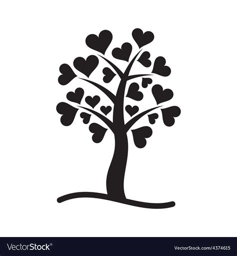 Tree With Heart Leaves Royalty Free Vector Image