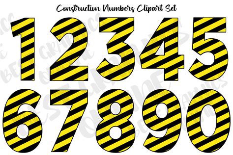 Yellow And Black Construction Numbers Graphic By Bestgraphicsonline