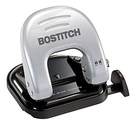 Bostitch EZ Squeeze Two Hole Punch 20 Sheet Capacity BlackGray Office