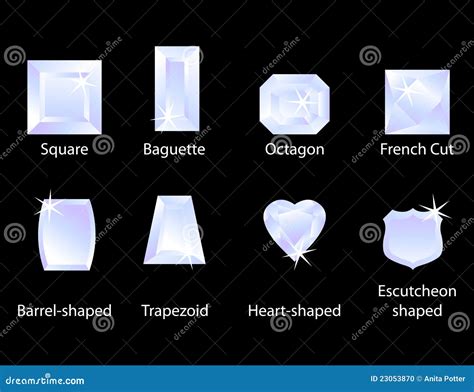 Different Gem Cuts Set 1 Stock Vector Illustration Of Heart 23053870