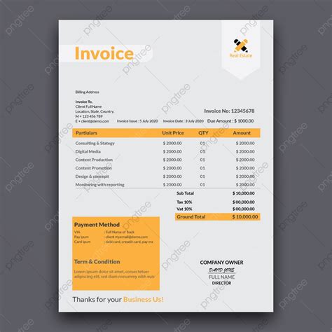 Business Invoice Example Free Template Download On Pngtree, 48% OFF