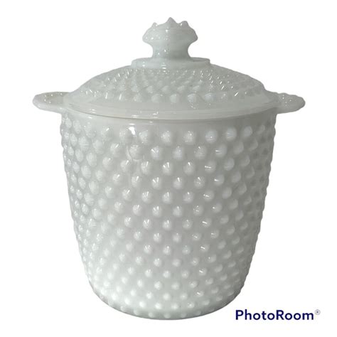 Vintage Hobnail Milk Glass Cookie Jar Ice Bucket Etsy