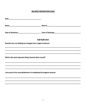 Relapse Plan Worksheet