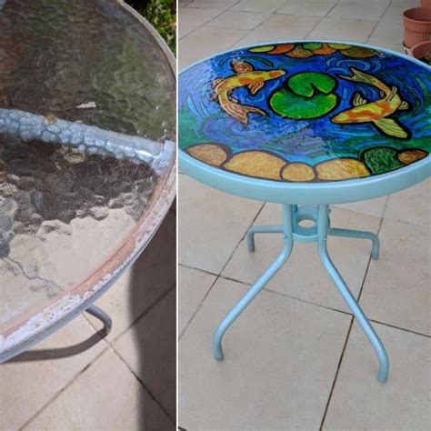 15 Amazing Ways To Get Your Patio All Ready For Summer Faux Stained Glass Patio Table Table