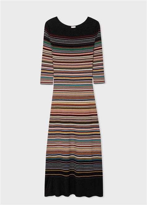 Paul Smith Womens Signature Stripe Knitted Midi Dress Kings Cross