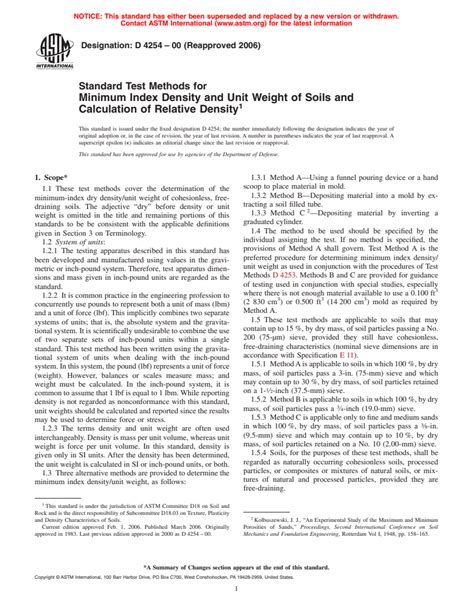 Astm D Standard Test Methods For Minimum Index Density