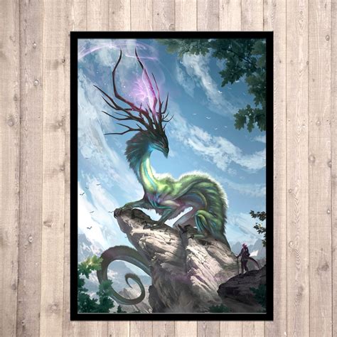 Dragon Poster, Green, Art Print, Wall Art, Poster, Signed Art, Dragon ...