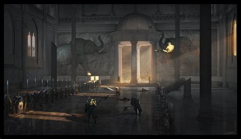 "Temple Fight" by Sebastian Kowoll : r/ImaginaryLandscapes