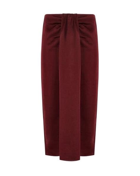 Essentiel Antwerp Fondue Burgundy Midi Skirt In Red Lyst